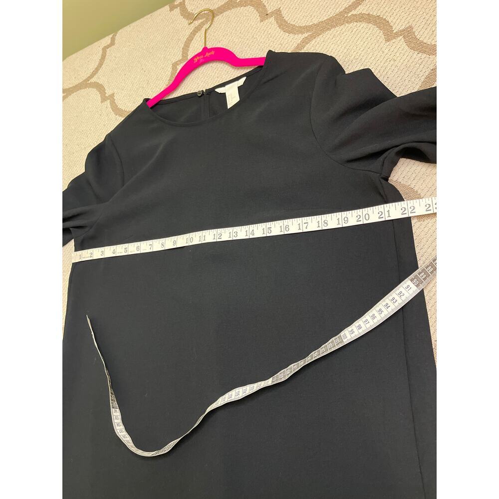 H&M black mini shift dress with pearl-cuffed long sleeve, size 10 - Picture 8 of 14